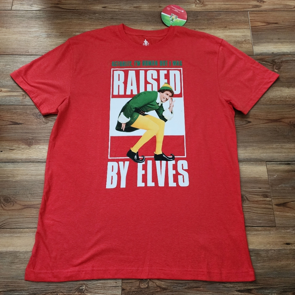 Elf T-Shirt Unisec Adult L Red Short Sleeve NEW